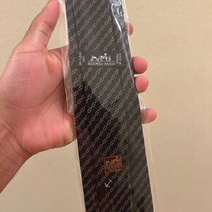 Hermès Black Tie with Diagonal Chain Motif